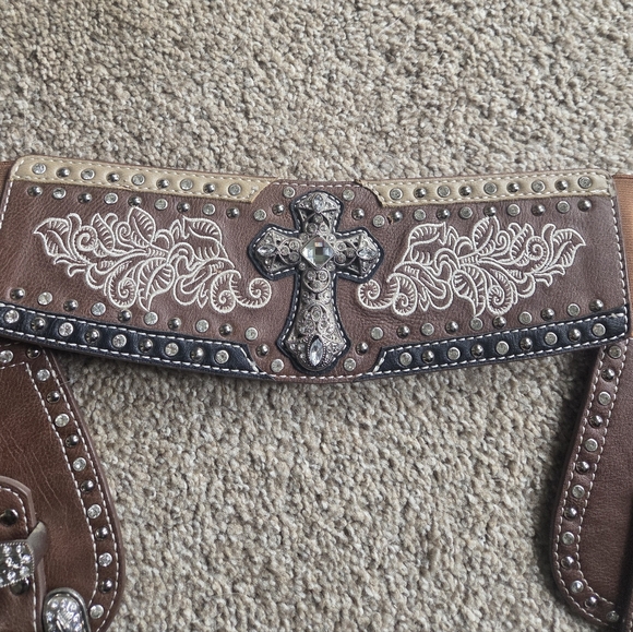 Montana West Brown and Silver Embellished Belt - Picture 6 of 6